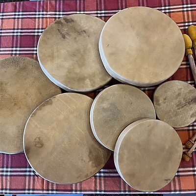 Native Hand Drums - 'Old School' Deer Hide